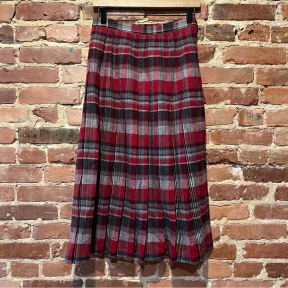Pendleton 100% Virgin Wool Pleated Tartan Midi Dress Size 8 Made in USA - Picture 5 of 7